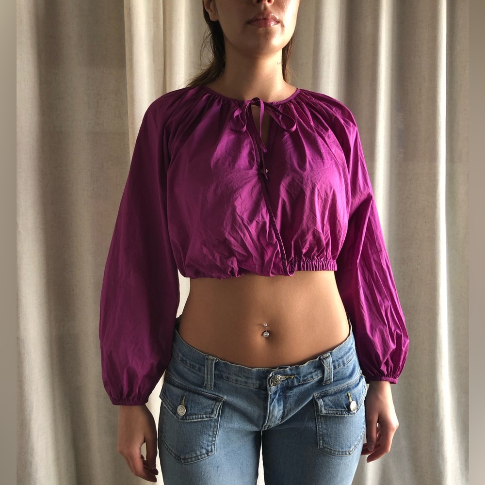 Rails Fuchsia ‘Katia’ Crop Blouse with Tie Neck